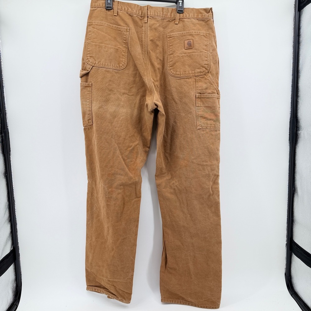 Carhartt B111 BRN Flannel Lined Duck Canvas Carpenter Pants Brown 40x36 Loose - Picture 3 of 5